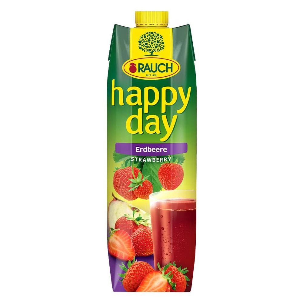 Rauch Happy Day Fraise | Saveur intense de fraise | Affiné aux pommes et au citron | 6X 1 litre, Tetra Prisma Boissons sans alcool Naty Shop