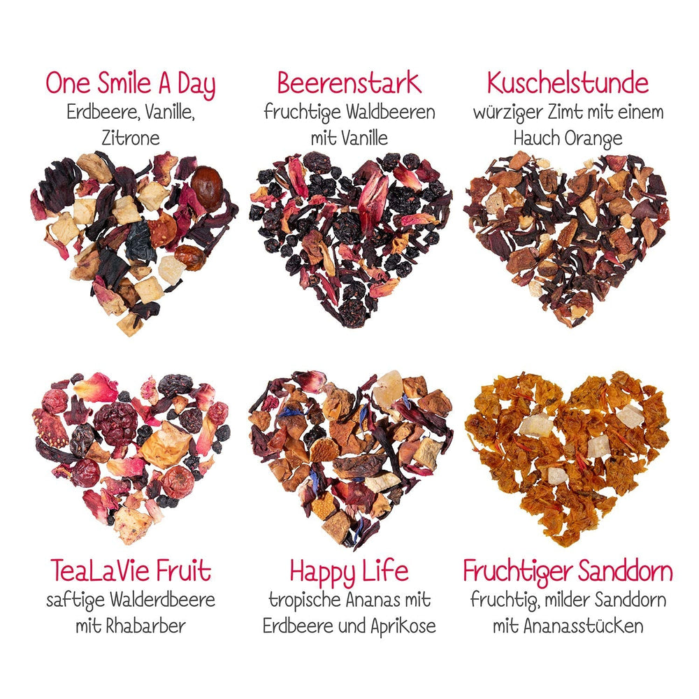 Tealavie Coffret cadeau de 6 thés aux fruits (60 g) Coffret d'échantillons Coffret cadeau de remerciement Idées cadeaux pour femmes collègues Fête des Mères 2024