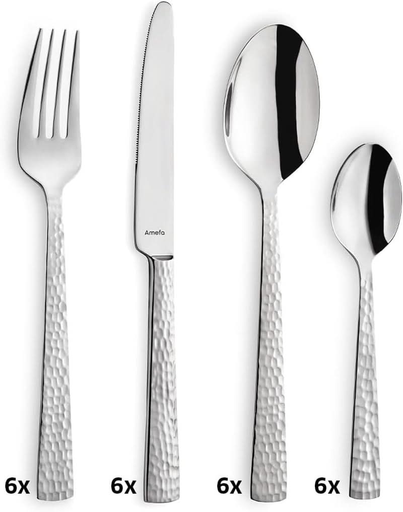 Set tacâmuri Amefa Felicity, 24 piese, pentru 6 persoane, oțel inoxidabil 18/0 Bucatarie Naty Shop