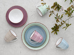 CreaTable, 22582, série SAMBA, service de table 16 pièces pour 4 personnes, service combiné en porcelaine, passe au lave-vaisselle et au micro-ondes, fabrication de qualité