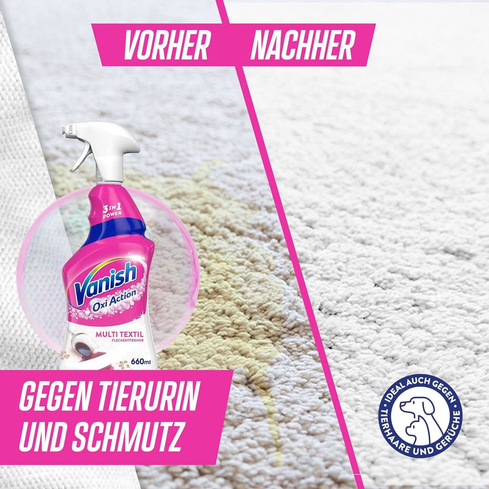 Vanish Oxi Action Multi - Spray Détachant Textile - 660 ml - Détergent textile pour tapis et tissus d'ameublement - contre la saleté et les odeurs d'urine Naty Shop