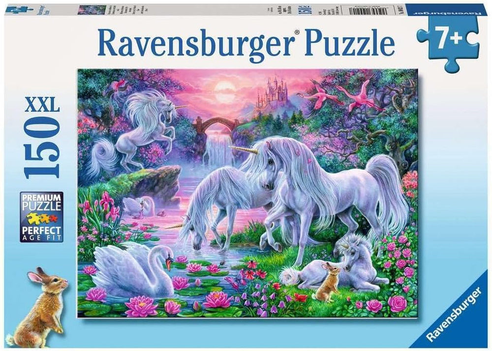 Ravensburger puzzle pentru copii - 10021 Einhörörner Im Abendrot - Puzzle fantezie pentru copii de peste 7 ani, cu 150 de piese în format XXL Puzzle Naty Shop Titlu implicit