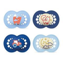 Sucette MAM Original Day & Night Matt | 6-16 mois | Acceptation 94% | La tétine pour bébé aide à prévenir l'alignement indésirable des dents | Développé en collaboration avec des dentistes | Silicone SkinSoft | Renard/Lune | Paquet de 4