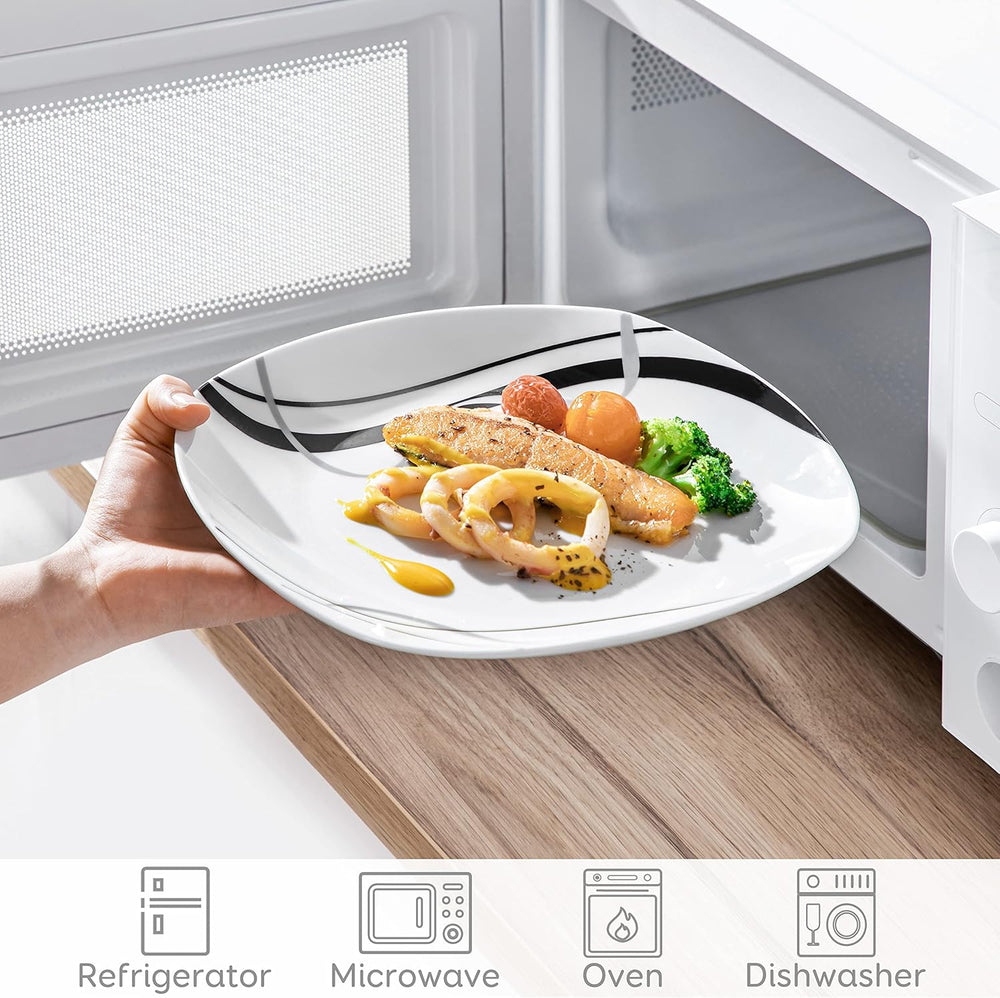 VEWEET FIONA Service d'assiettes en porcelaine pour 6 personnes, Ø 24,7 cm, comprenant des assiettes à dessert, des assiettes à pâtes, des assiettes à gâteau et des assiettes à petit-déjeuner, passe au micro-ondes et au lave-vaisselle