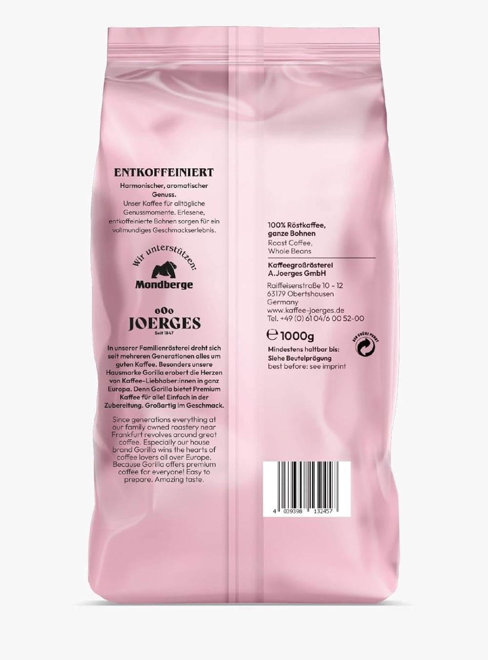 Espresso GORILLA 1000g décaféiné, grains entiers