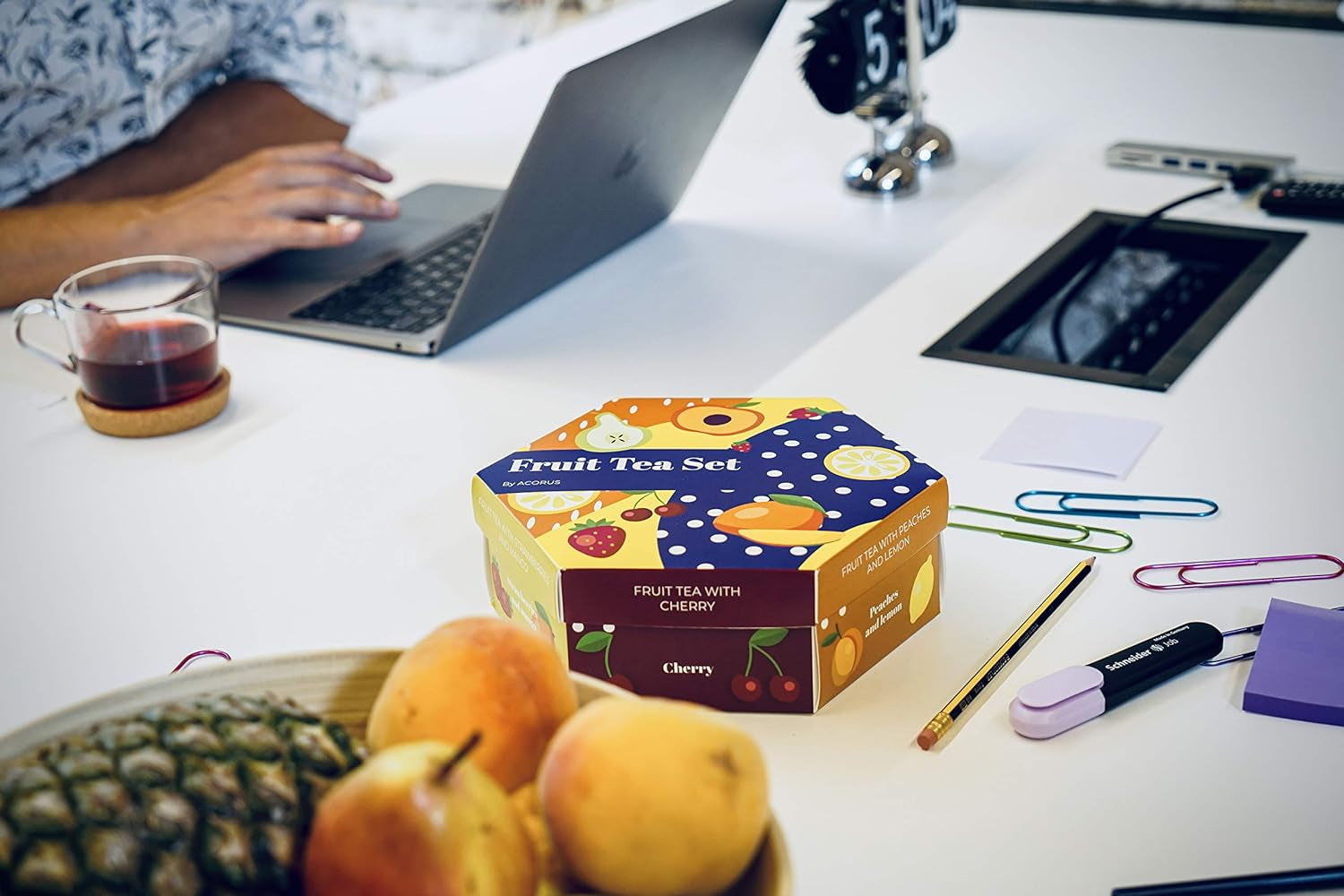 ACORUS | Service à thé aux fruits de luxe | Coffret cadeau de thés naturels en 6 saveurs | Tisanes, thés aux fruits | Assortiment de thés | Boîte à thé de 60 sachets de thé