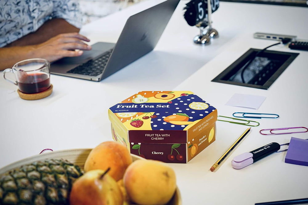 ACORUS | Service à thé aux fruits de luxe | Coffret cadeau de thés naturels en 6 saveurs | Tisanes, thés aux fruits | Assortiment de thés | Boîte à thé de 60 sachets de thé