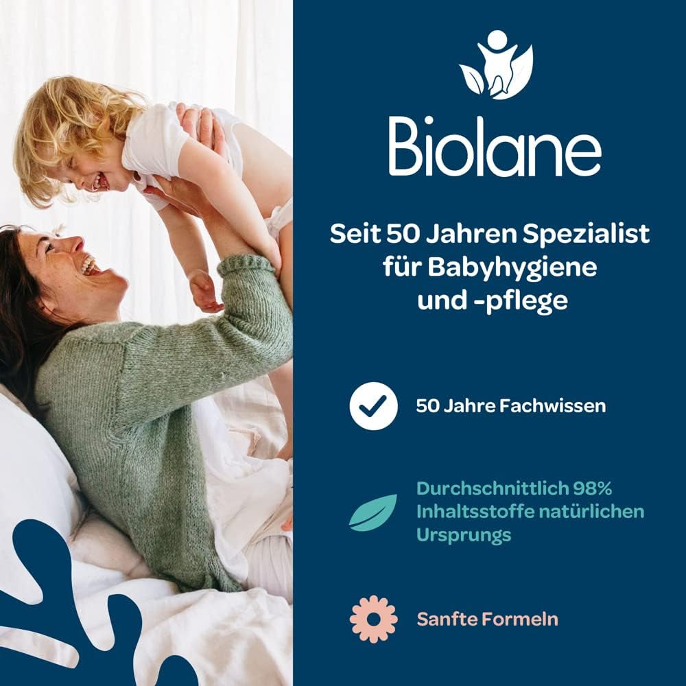 BIOLANE - Lingettes humides bébé, visage et mains - Lingettes nettoyantes extra douces pour l'hygiène - Lingettes humides bébé dès la naissance - Sans alcool - 12 x 64 lingettes (768 lingettes)