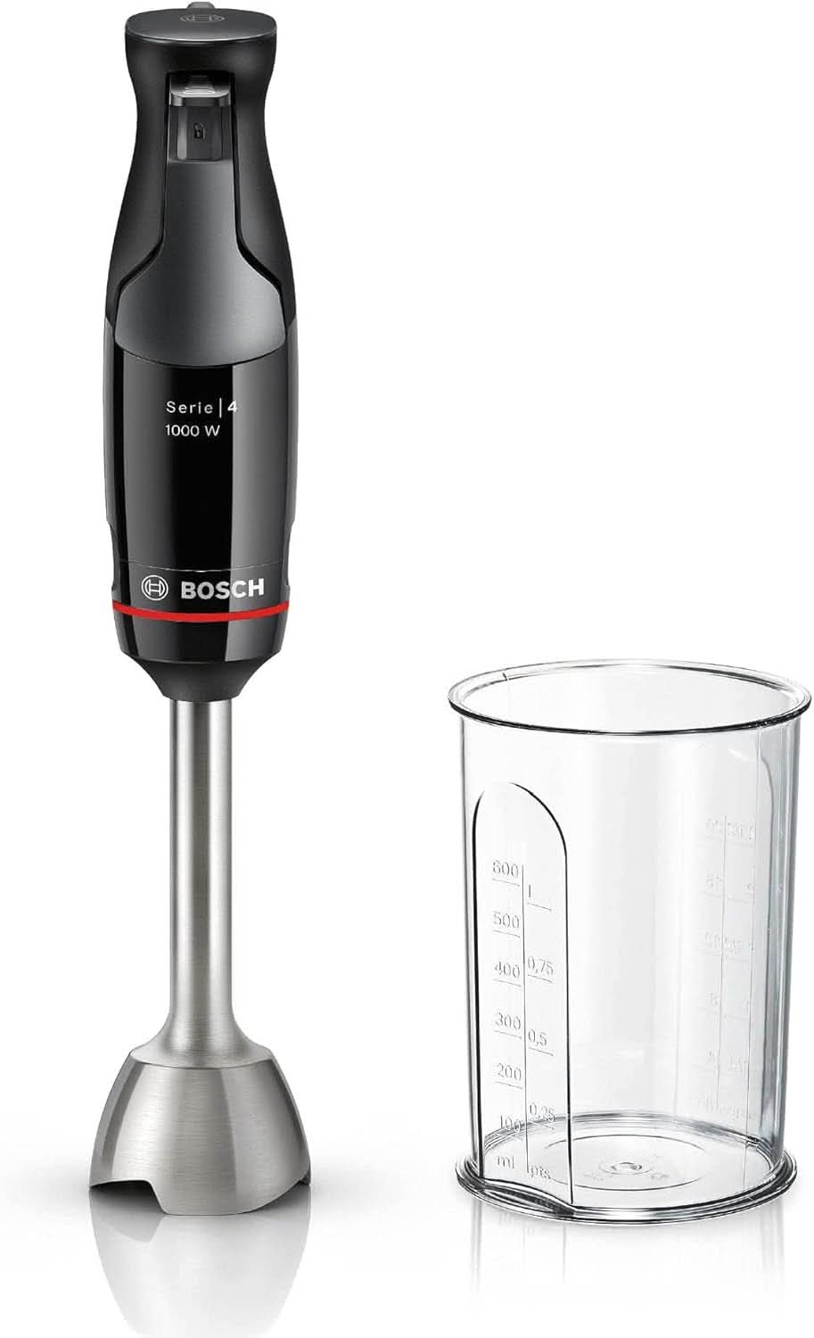 Bosch Batteur sur socle Ergomaster Serie 4, 1000 Watt, Edelstahl-Mixstab, Zerkleinerer, Mix-/Messbecher, Schwarz Kitchen Naty Shop Ergomaster Serie 4