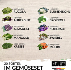 20Er Gemüse Samen Set Von , 20 Sorten Premium Gemüse Saatgut Im Gemüseset Für Den Anbau Im Garten, Hochbeet Oder Balkon - XXL Gemüsesamen Sortiment - Samenfestes Saatgut!