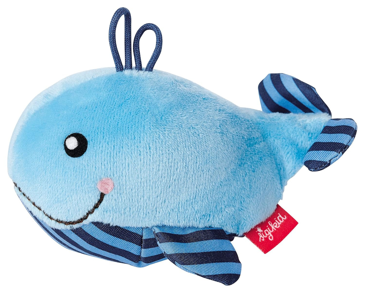 SIGIKID 41172 Rattle balena Red Stars fete și băieți jucărie pentru copii recomandat de la naștere albastru Jucarii Bebe Naty Shop Recomandat de la naștere Balenă