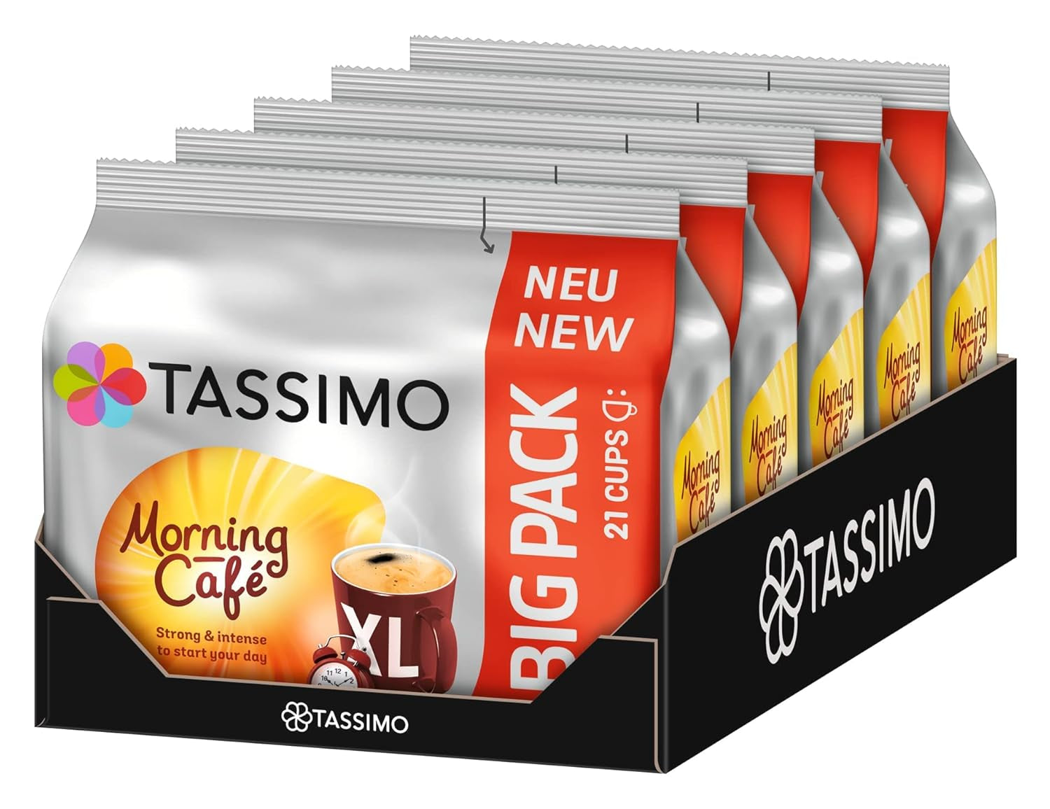 Tassimo Kapseln Moring Café XL Fort & Intense, Big Pack, 5 x 21 Pads, 105 Kaffeekapseln