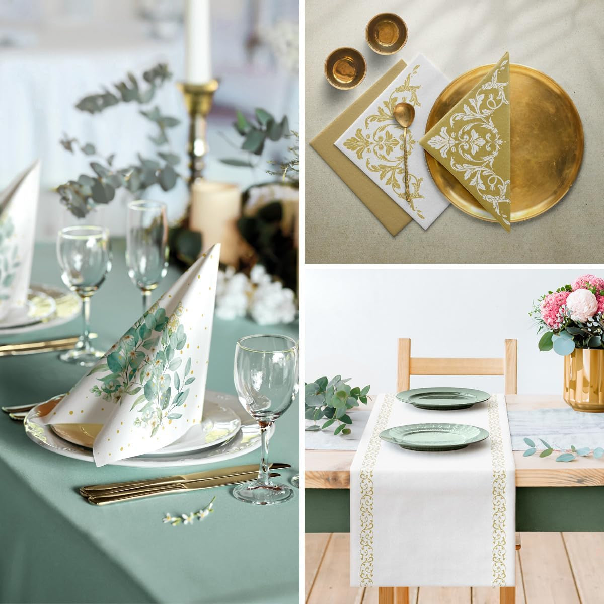 PAW - Airlaid Table Runner (40 Cm X 24 M) I Decorațiuni de masă pentru comuniune, confirmare, nuntă, aniversare, petrecere în grădină, botez I Decorațiuni de masă Panglică de masă elegantă - Willow Branch I Willow Branch