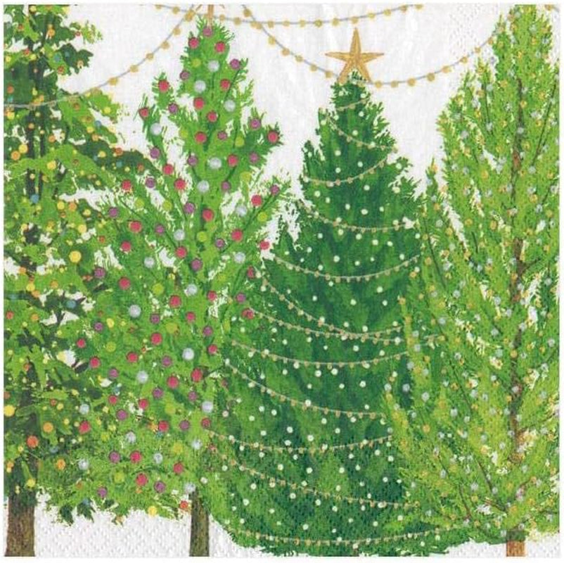 Șervețele de cocktail, pomi de Crăciun cu luminițe, 20 de bucăți per pachet