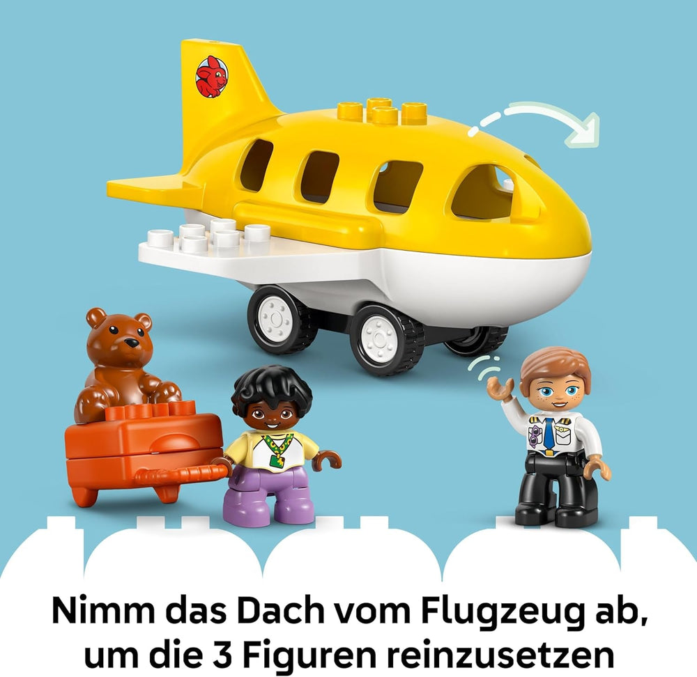 LEGO DUPLO Town Erster Besuch im Flughafen - Lernspielzeug zur Förderung der Motorik für Kleinkinder - inkl. Flugzeug, 2 Figuren & Teddybär - Geschenk für Jungen und Mädchen ab 2 Jahren - 10443