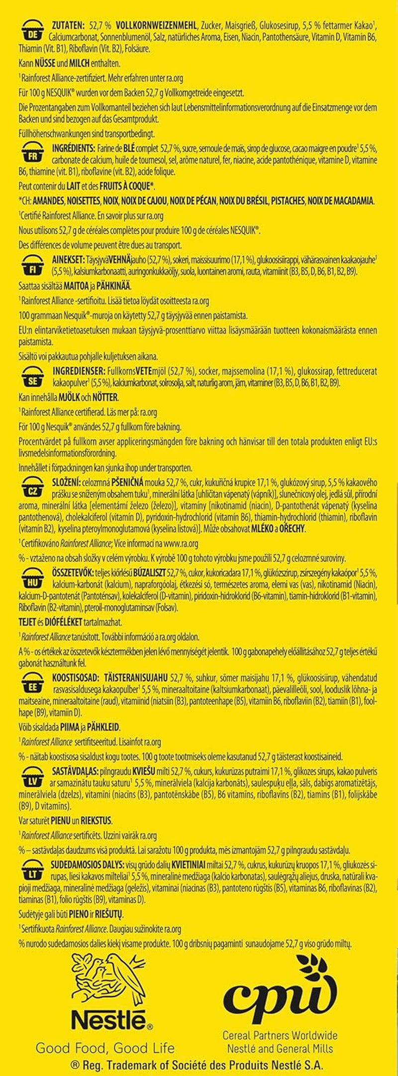 Nestlé Nesquik Crunchy Breakfast, Céréales au chocolat et grains entiers, 1 paquet (1 x 1 kg)