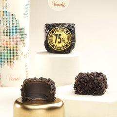 Venchi - Cubes Chocoviar 75% - Pralines fourrées "Cuor di Cacao", chocolat extra noir et granulés Chocoviar 75% - Emballage en vrac de 1 kg - Vegan - Sans gluten