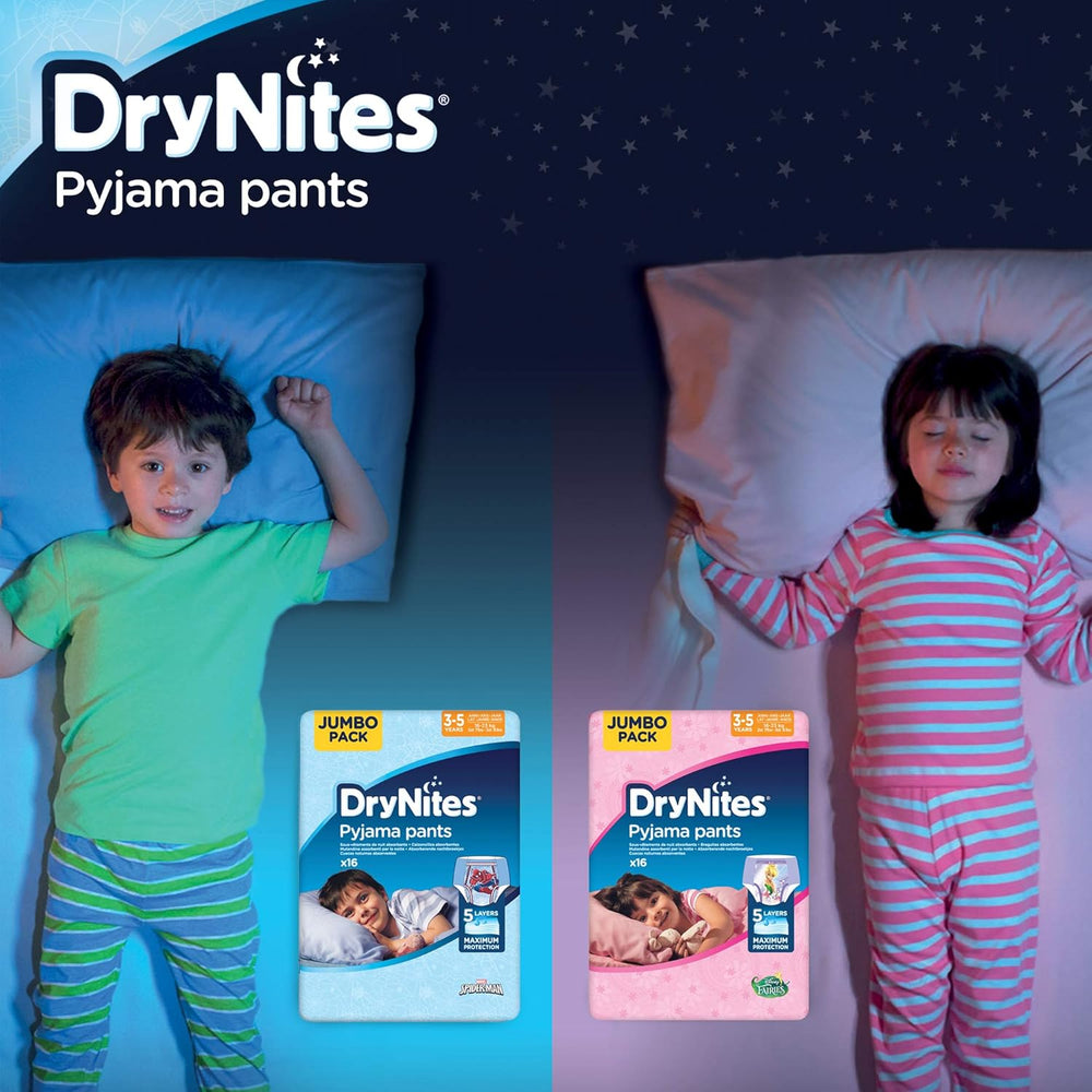 Pantalon de pyjama DryNites pour filles de 3 à 5 ans, 1 paquet (1 x 16 pièces)