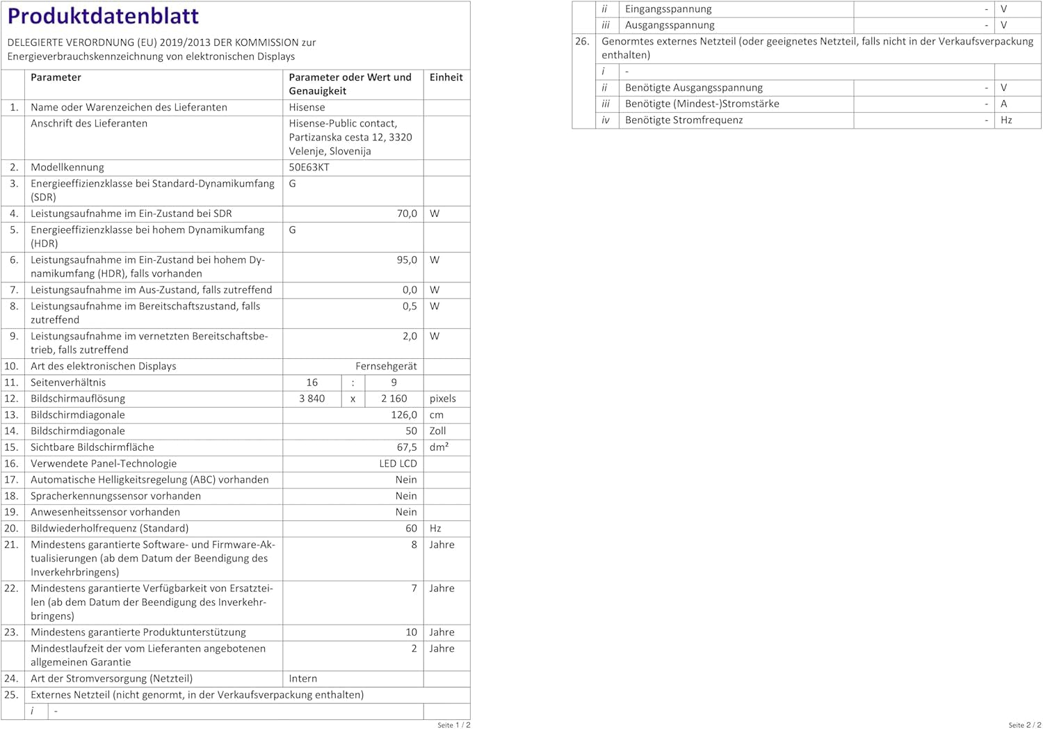 Televizor LED Hisense 50E63KT, 50 de inci, Smart TV UHD 4K