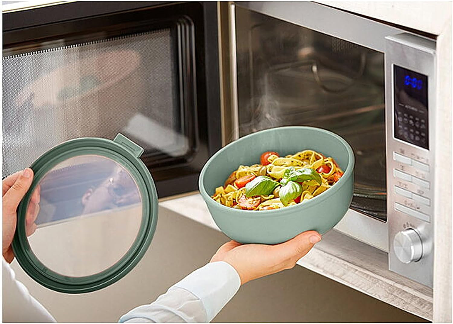 Mepal - Multi bol Cirqula Round 4 pièces - Pots de conservation avec couvercle - Convient comme boîte de conservation, réfrigérateur, congélateur et micro-ondes - 500, 1000, 2000 et 3000 ml - Sauge nordique Boîtes de conservation alimentaire Naty Shop