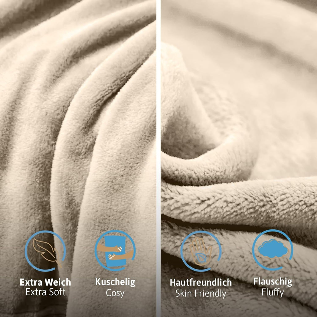 Komfortec pătură pufoasă, pătură confortabilă, pătură fleece, certificată Oeko-Tex, super moale, 150X200 Cm, 260 G/M², bej Paturi si Cuverturi Besuche den Komfortec-Store