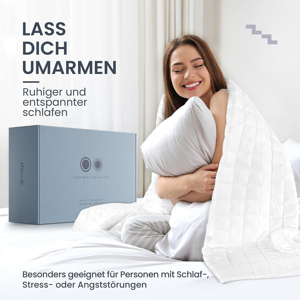 Couverture thérapeutique 7 kg I 135X200Cm I Pour un sommeil réparateur I Couverture lestée de haute qualité en coton respirant I Anti-stress et thérapeutique - Avec boîte d'emballage avec poignée de transport Lits et couvertures Besuche den müüd-Store