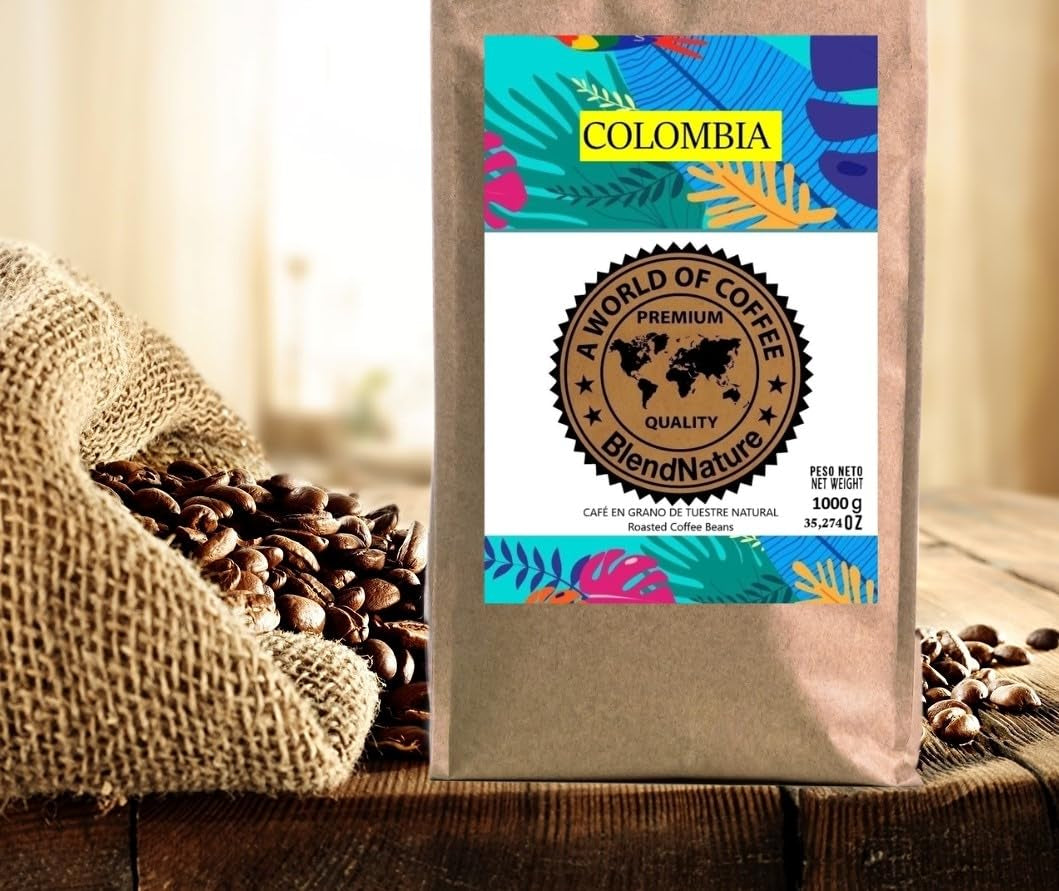 1 kg de grains de café naturels 100% Arabica - origine exclusive de Colombie - récompensé par 82 points par la Specialty Coffee Association (SCA) - pour son arôme, son goût et son excellence