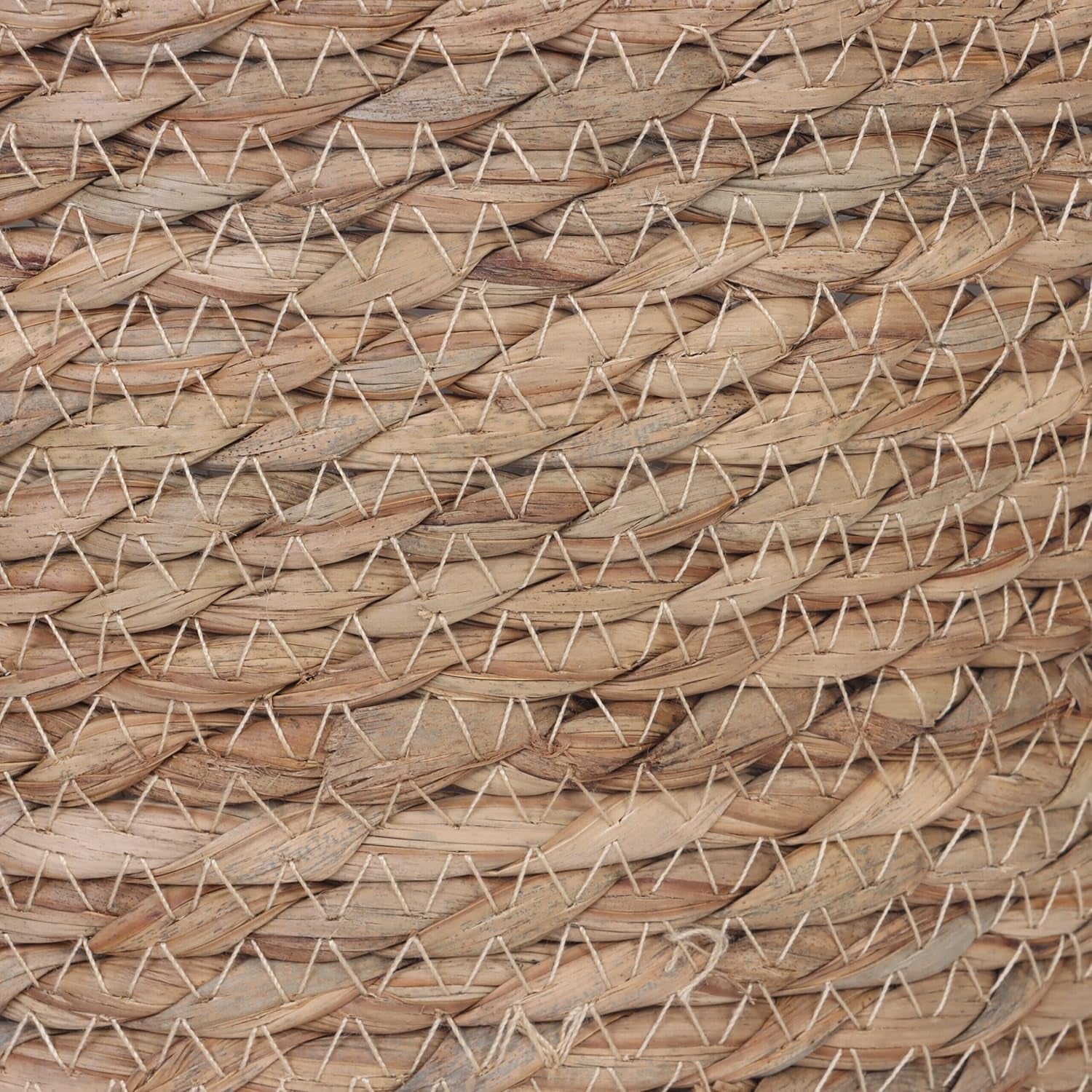 Relaxdays Pots de Fleurs, Lot de 3, Roseau, Pots de Plantes avec Film, 3 Tailles, Style Boho, Pots Ronds, Naturel