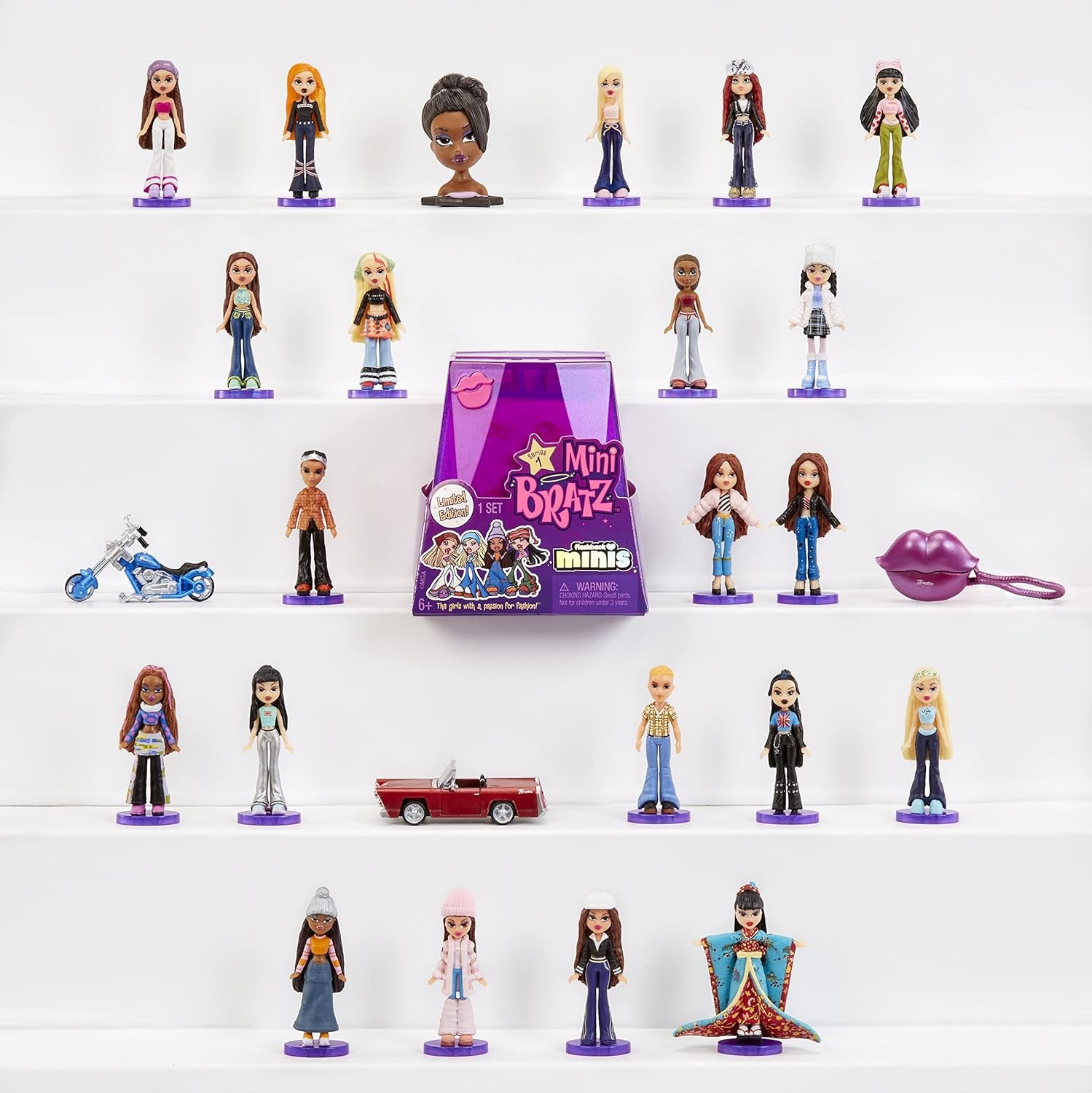 Poupées Bratz Miniverse MGA's Y2K Nostalgia Flashback Minis en édition limitée – PACK SURPRISE – 2 mini poupées Bratz et vitrine – Excellent cadeau pour les enfants et les collectionneurs de 6 ans et plus