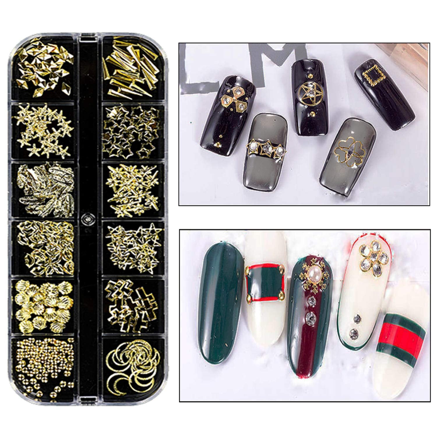 8 boîtes Nail Art Strass Kit - Nail Art Gemischt Strass Set, Nagel Kunst Strasssteine ​​​​Gems Perlen Edelsteine ​​​​Bunt Pferdeaugen Strass pour Nageldesign Zubehör Mit 1 Pinzetten et 1 Strass Picker pour DIY