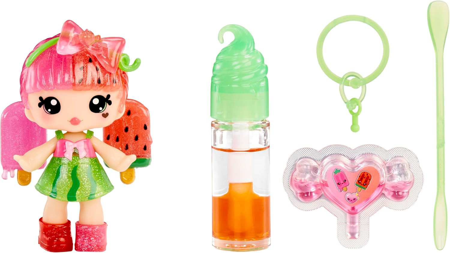 Yummiland Lip Gloss Doll - Roxie Crystal Candy - Y compris un kit de brillant à lèvres DIY, Geeignet für Kinder ab 4 Jahren, Rosa, série 2