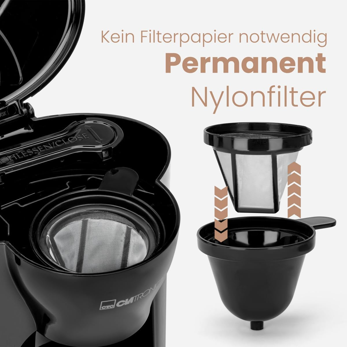 Cafetière Clatronic® 1 tasse | Machine à expresso parfaite pour les célibataires | Machine à expresso avec filtre, avec tasse en céramique | Petite machine à expresso avec filtre, idéale pour les voyages | KA 3356