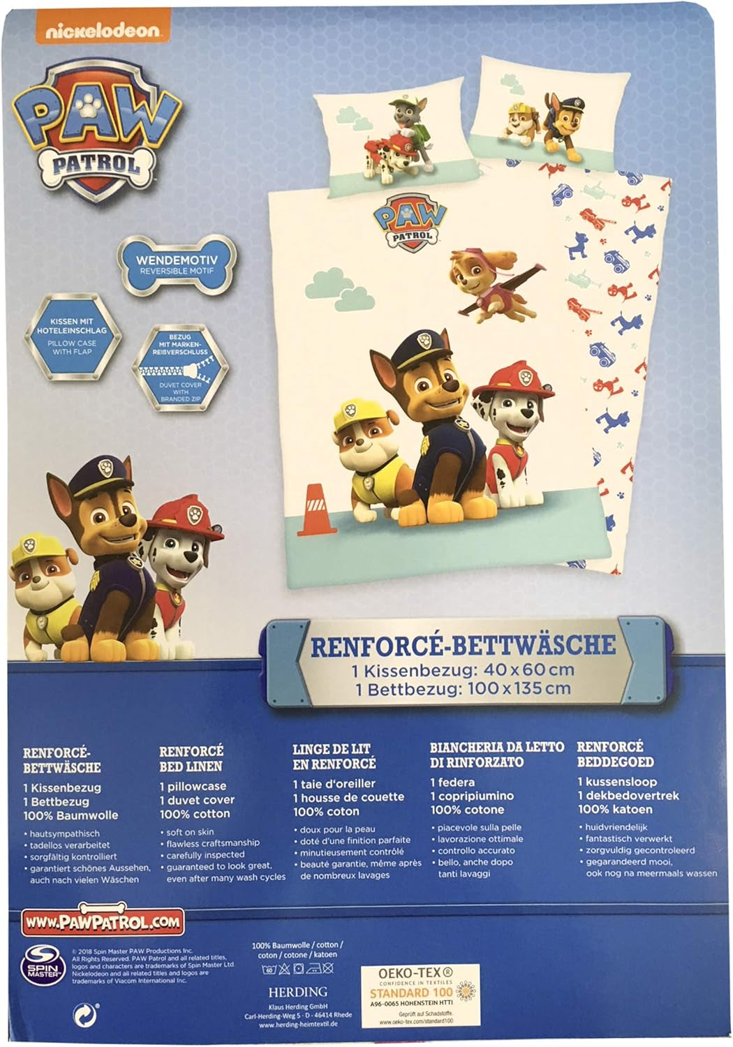 Parure de lit enfant PAW Patrol, réversible Literie - enfants Naty Shop
