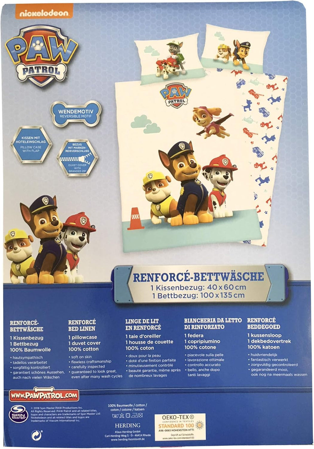 Parure de lit enfant PAW Patrol, réversible Literie - enfants Naty Shop