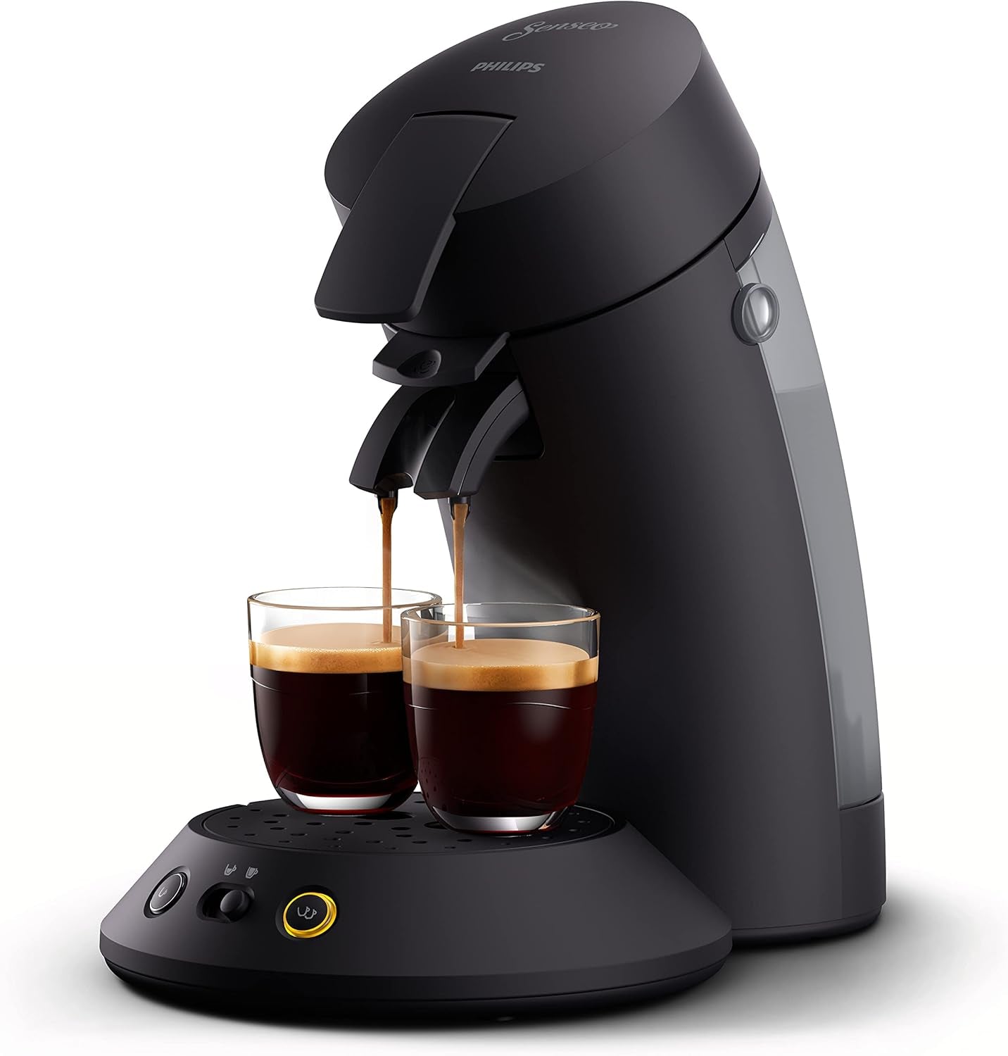Machine à expresso à capsules PHILIPS Original Plus Eco, sélection de l'intensité du café, technologie Coffee Boost, 80 % de plastique recyclé*, 45 % de consommation d'énergie réduite**, 2 tasses simultanément, noir piano (CSA210/22)