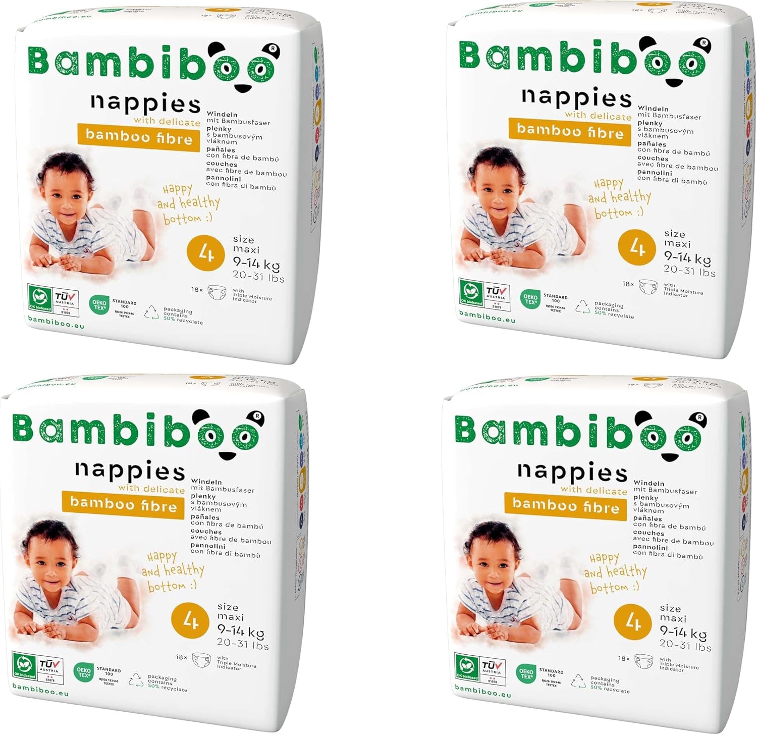 Bambiboo Mini couches jetables respectueuses de la peau avec ouverture ombilicale en fibre de bambou douce - Couches pour nouveau-nés - Couches jetables pour nouveau-nés - Protection de la peau - Taille 2, 25 pcs