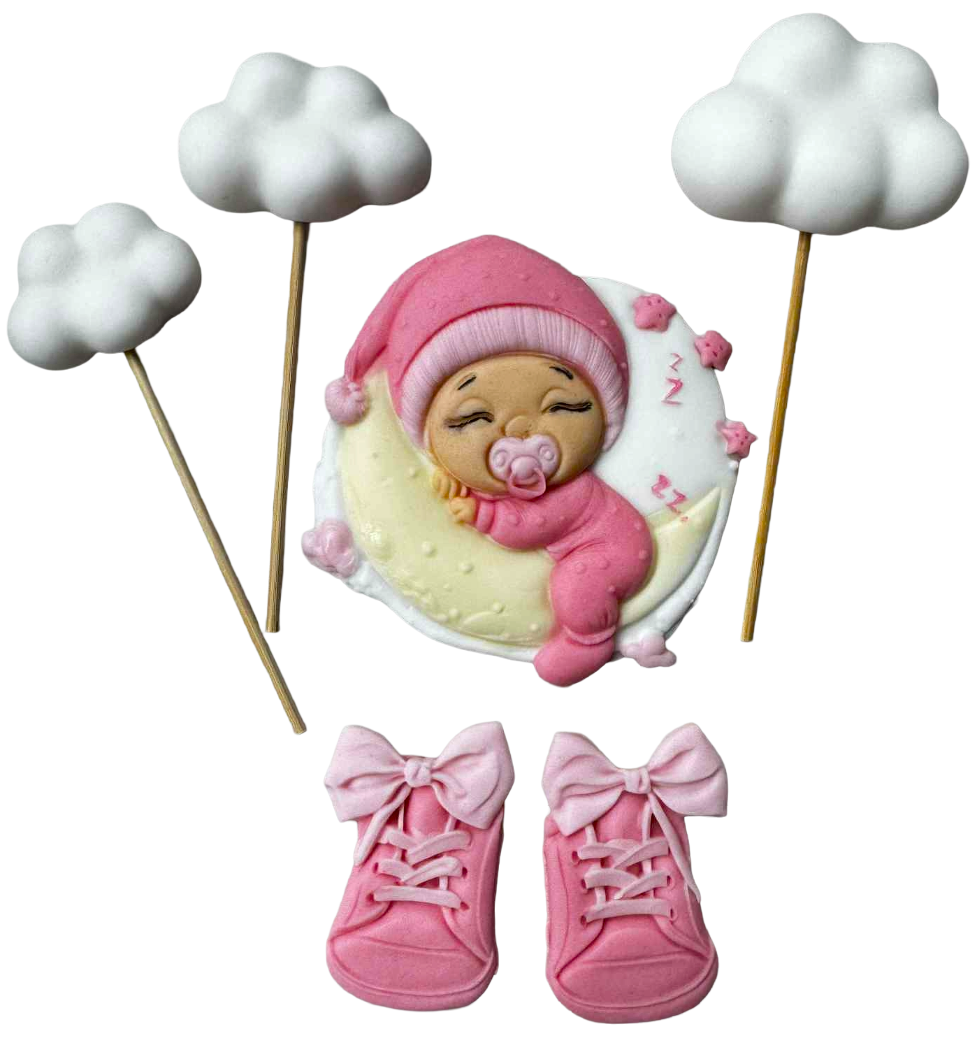 Décorations comestibles pour baptême – lot de 6 ornements en pâte à sucre