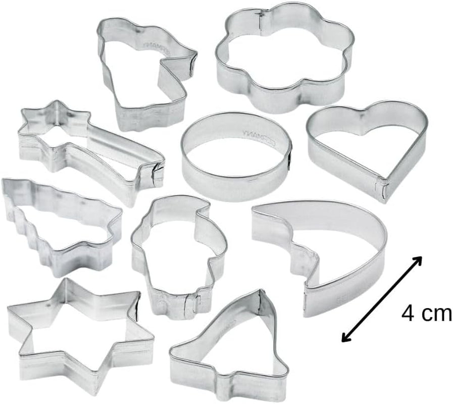 Zenker Lot de 10 emporte-pièces, divers emporte-pièces à motifs de Noël, ensemble de biscuits et de biscuits, couleur : argent, quantité : 1 x lot de 10 pièces