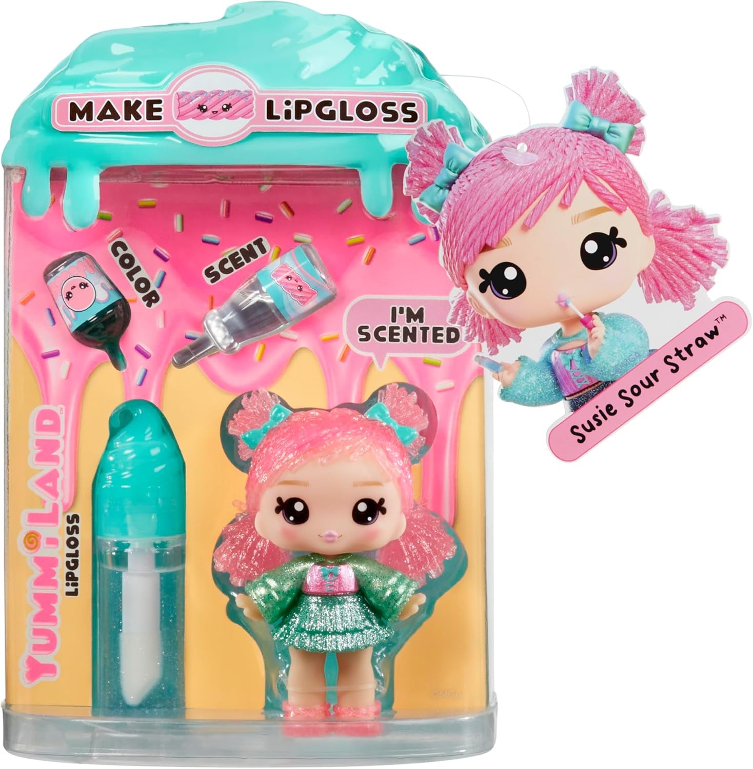Yummiland Lip Gloss Doll - Roxie Crystal Candy - Y compris un kit de brillant à lèvres DIY, Geeignet für Kinder ab 4 Jahren, Rosa, série 2