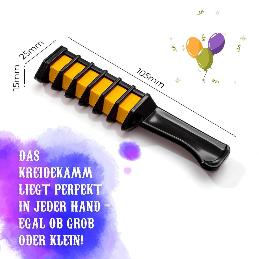 Craie à cheveux Magicat pour filles I 10 couleurs lavables et 5 élastiques à cheveux I Cadeau pour les filles de 4 à 10 ans I Cadeau créatif pour la fête d'anniversaire des enfants 2025 I Coloration pour cheveux Naty Shop sûre et colorée