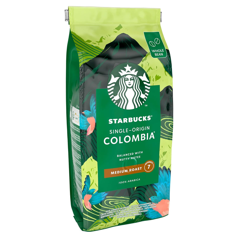 STARBUCKS Café de Colombie d'origine unique, torréfaction moyenne, grains entiers 450 g (paquet de 4)