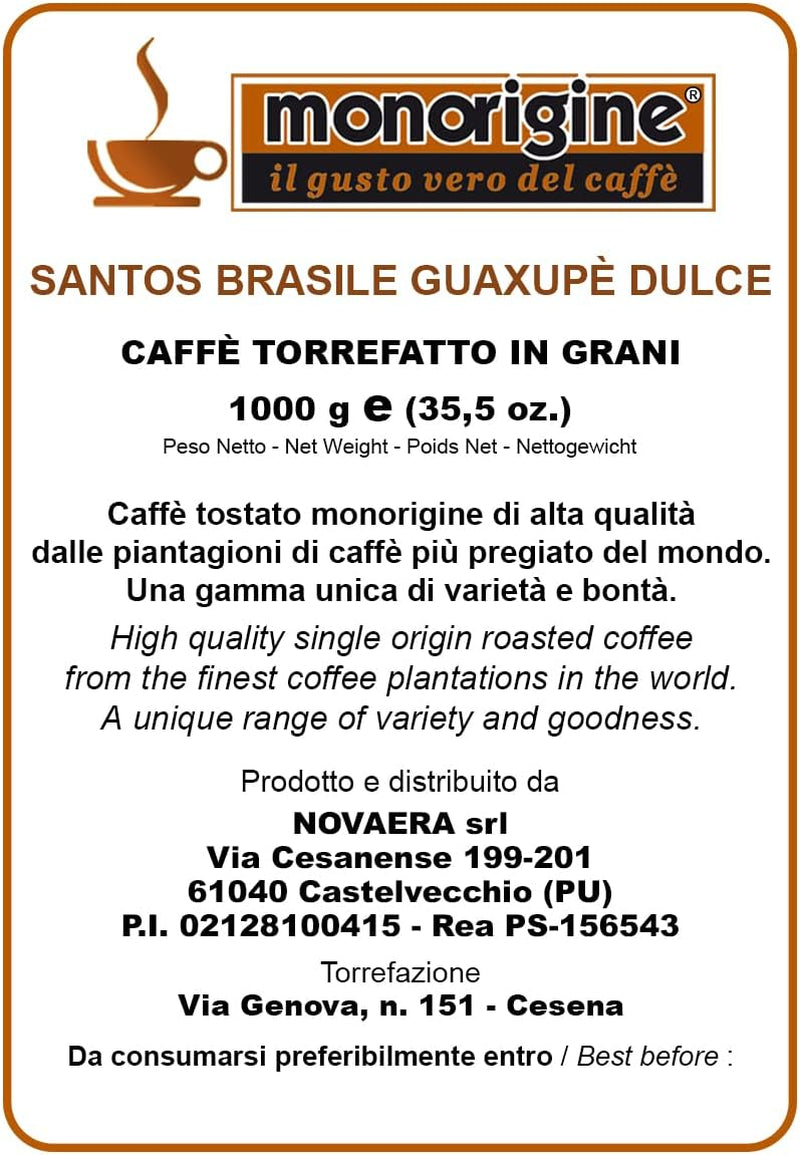 Café Arabica en grains Santos Brasile Guaxupè Dulce - 1 Kg