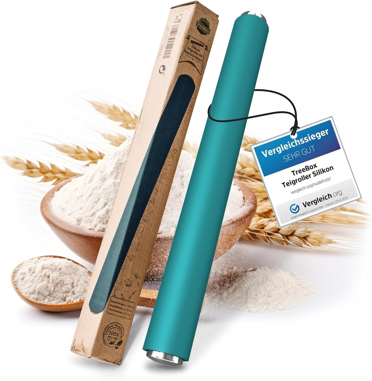 Rouleau à pâtisserie - rouleau à pâte en silicone et acier inoxydable - rouleau à pâtisserie moderne sans poignée avec effet antiadhésif, étale le fondant et la pâte en un rien de temps, outils de pâtisserie