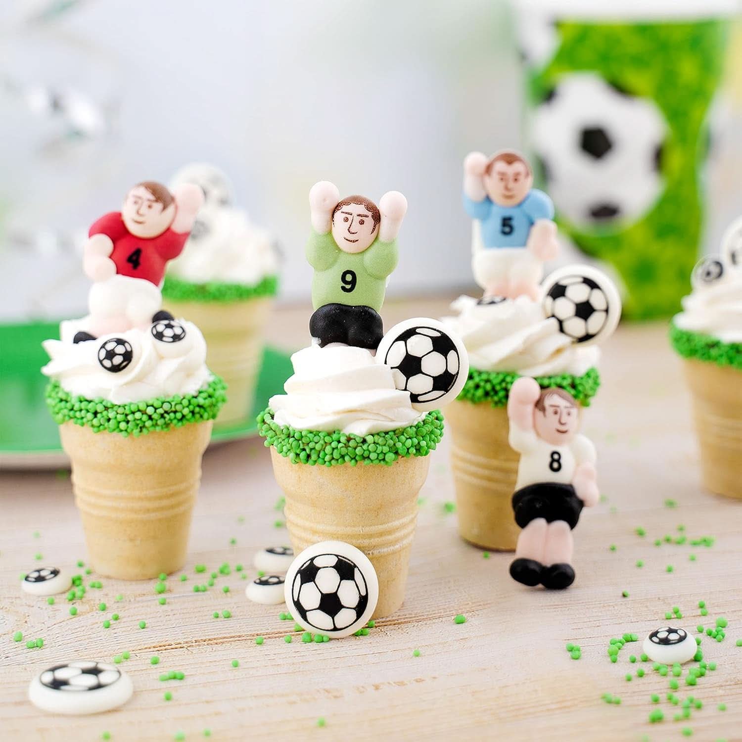 Günthart Backdecor 12 Joueurs de football et ballons de football en sucre, 21 grammes Naty Shop