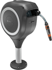 Gardena RollUp M Terrace Hose Box : Boîte résistante aux intempéries avec technologie d'enroulement et tuyau de 20 m pour l'arrosage des jardins en terrasse de taille moyenne, enroulement automatique, blanc (18615-20)