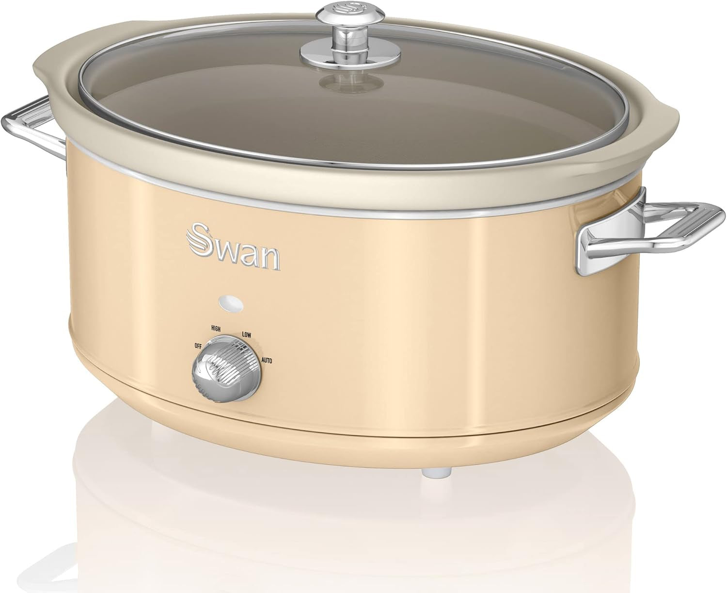 Swan Retro SF17031YELNEW Slow Cooker 6.5 litri, 320W Slow Cooker Naty Shop Crem