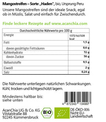 Lamelles de mangue - variété "Haden" - séchées - bio - qualité crue - 400 g Produits déshydratés Naty Shop