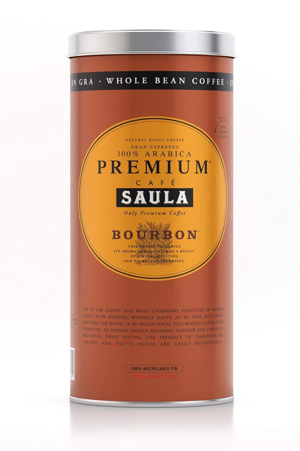 Café en grains premium Saula, pack de 2 boîtes x 500g. 100% Arabica-bourbon