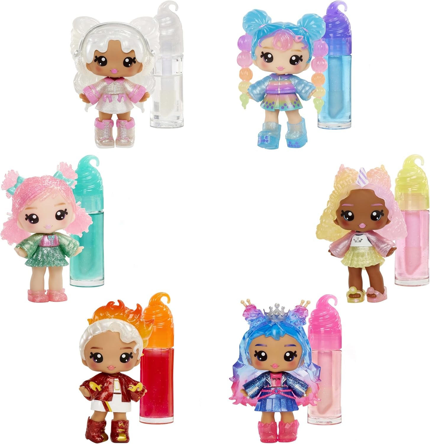 Yummiland Lip Gloss Doll - Roxie Crystal Candy - Y compris un kit de brillant à lèvres DIY, Geeignet für Kinder ab 4 Jahren, Rosa, série 2