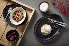 CreaTable, 22139, série PIETRA, service de table 4 pièces pour 4 personnes, service d'assiettes en porcelaine, passe au lave-vaisselle et au micro-ondes, fabriqué en Europe